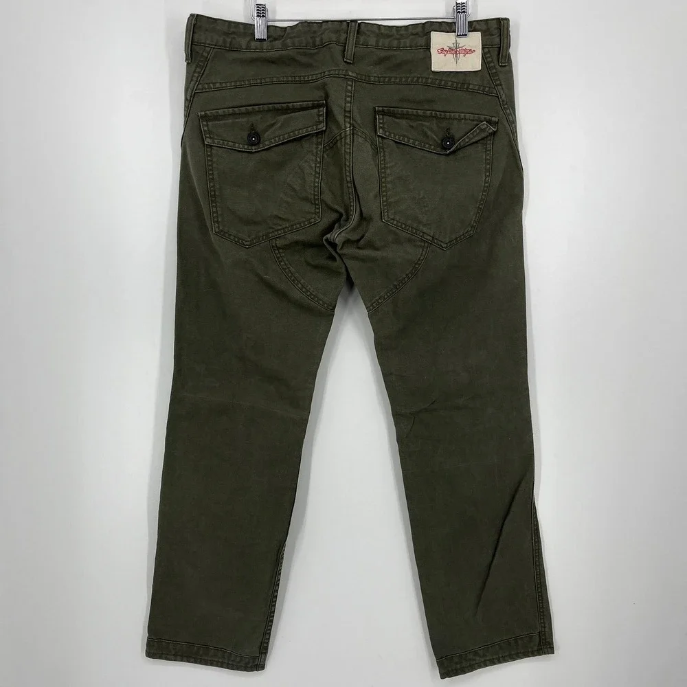 Troy Lee Designs Mens Olive Green Cotton Canvas Articulated Knee Pants Size 36